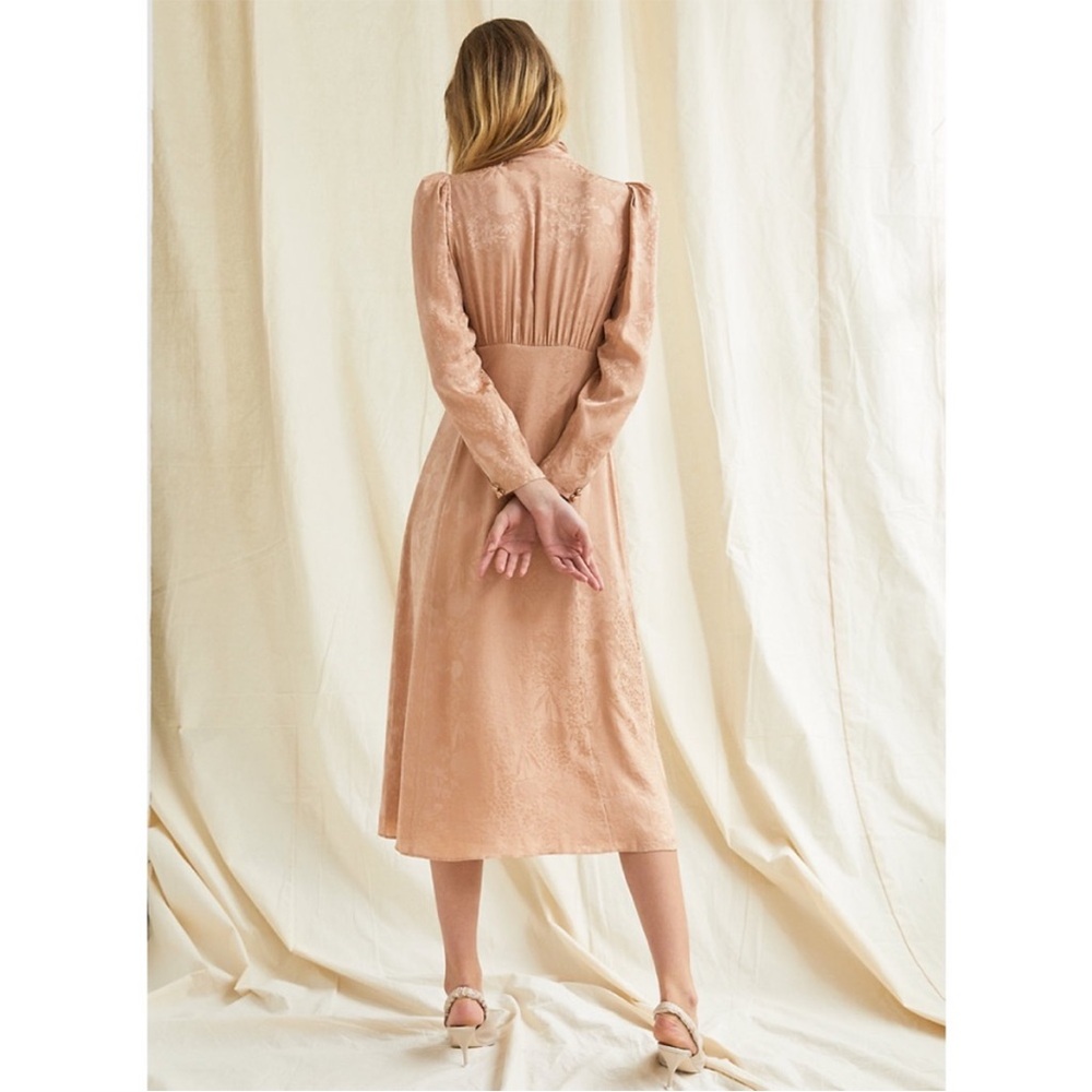 ARITZIA NEW Le Fou 100% Silk Black Floral Satin Long Sleeve Tie Neck Mambo Dress - Picture 9 of 15